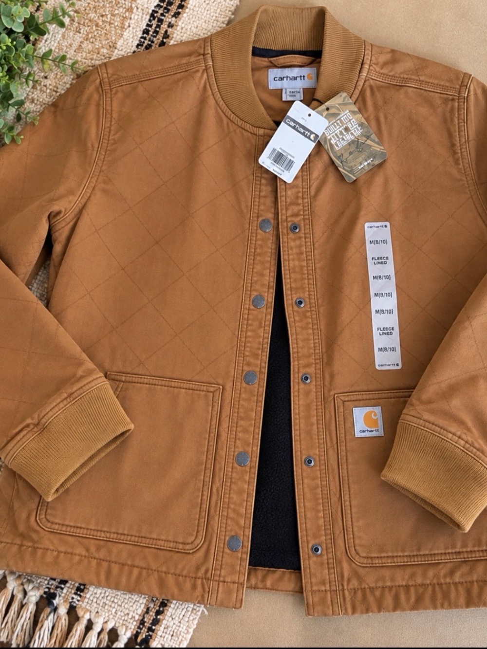 NWT Women’s Carhartt Fleece Lined Quilted Ranch Jacket Brown M 8/10